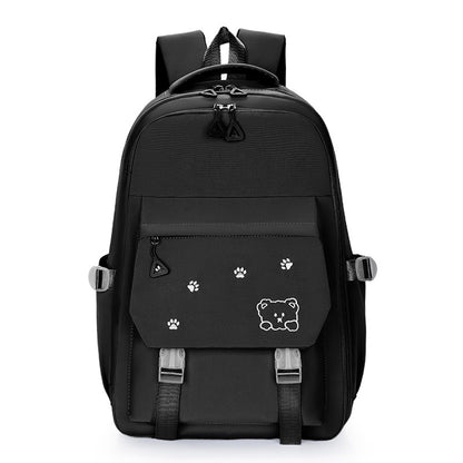 Bear Printed Backpack Senior high school College Student Schoolbag Korean Casual Campus Backpack Refrigerator Open Door Computer Bag