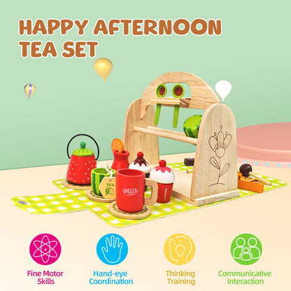 Children Pretend Play Toys Wooden Simulation Role Play Game Ice Cream Afternoon Tea Dessert Set Montessori Educational Toys