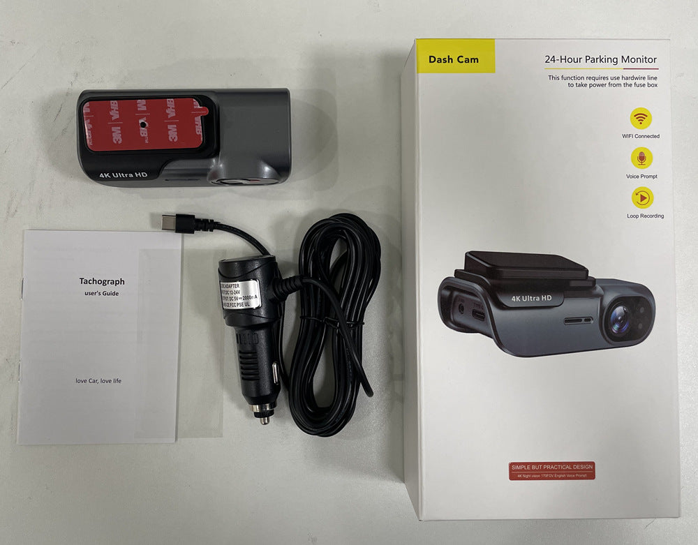Cross-border 4K CarLog Mobile Phone Interconnection WIFI HD Night Vision Installation-free Car Recorder Shrunk Time Recording