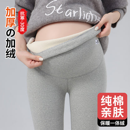 Maternity Leggings Autumn and Winter 2024 New Maternity Pants Winter Outer Wear Plus Cashmere Warm Cotton Pants