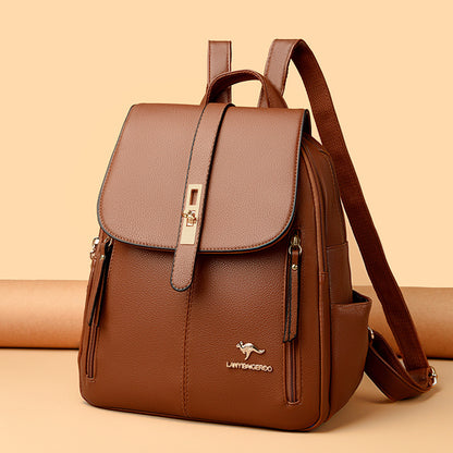 Factory wholesale kangaroo backpack women's 2026 new fashion fashion soft leather mommy casual large capacity bag generation hair