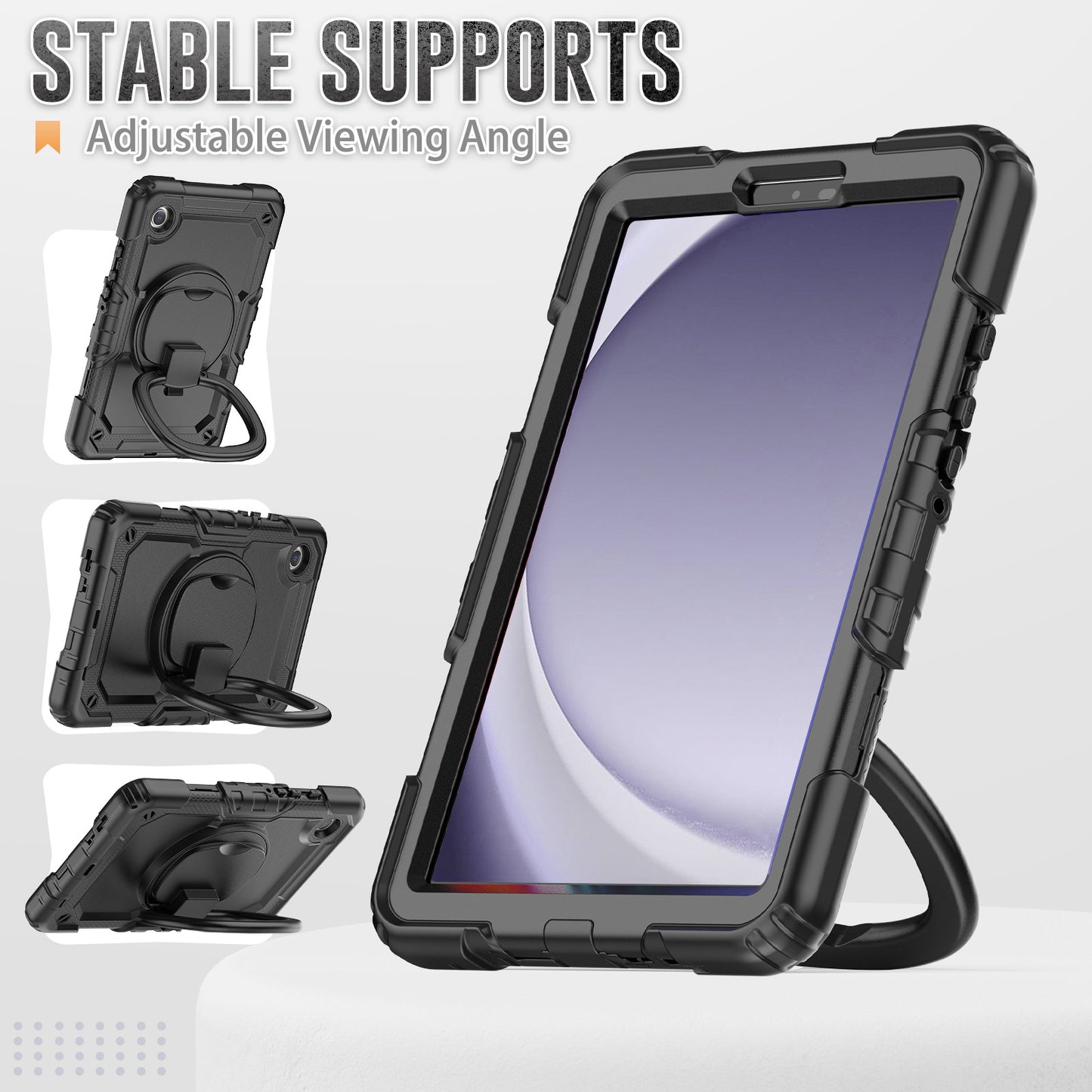 Applicable to Samsung Tab A9 silicone + PC protective case 8.7-inch rotating bracelet X115 multi-functional drop-resistant tablet case