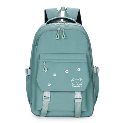 Bear Printed Backpack Senior high school College Student Schoolbag Korean Casual Campus Backpack Refrigerator Open Door Computer Bag