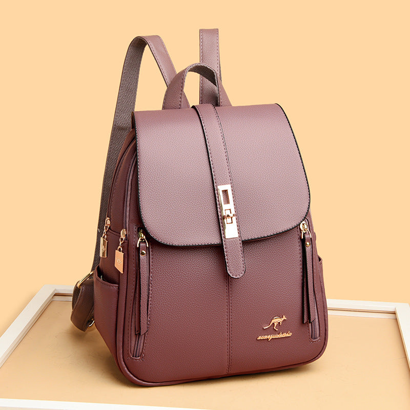Foreign Trade Hot 2026 New Anti-theft Lock Backpack Trend Good Kangaroo Women's Schoolbag Fashion Travel Backpack