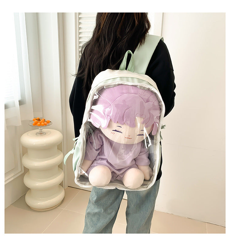 New Front Pieces Detachable Double Backache Bag Girl's Backpack Large Capacity Transparent Baby Bag Multifunctional Student Schoolbag