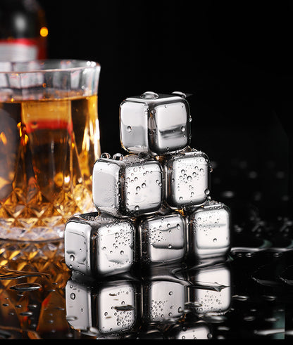 Cross-Border Commercial 304 Stainless Steel Ice Cubes Food Grade Quick-Frozen Ice Tartar Set Whiskey Iced Weishi Ice Cubes
