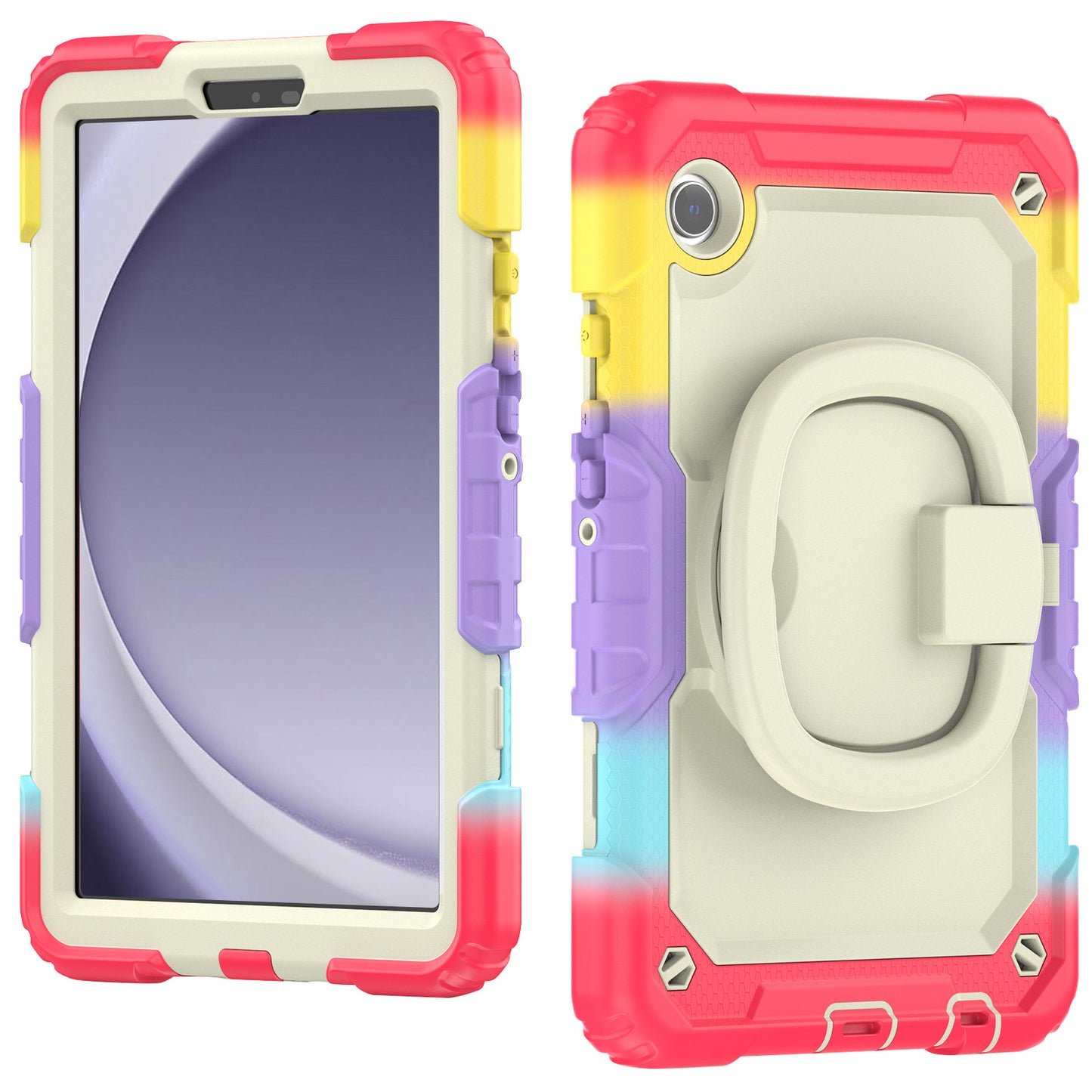 Applicable to Samsung Tab A9 silicone + PC protective case 8.7-inch rotating bracelet X115 multi-functional drop-resistant tablet case