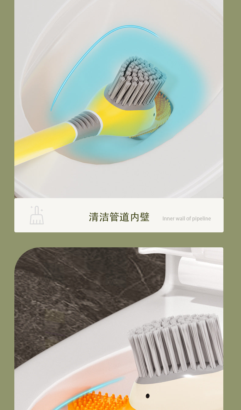 Dopamine Cartoon Duck Silicone Toilet Brush Household Cleaning Set with Base for Toilet Cleaning
