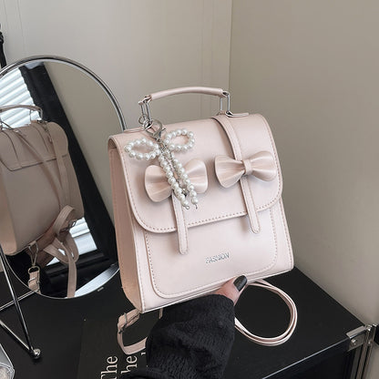 Sweet Style Small Square Handbag for Women, 2026 Summer New Model, Bowknot Shoulder Bag, Stylish Multifunctional Backpack