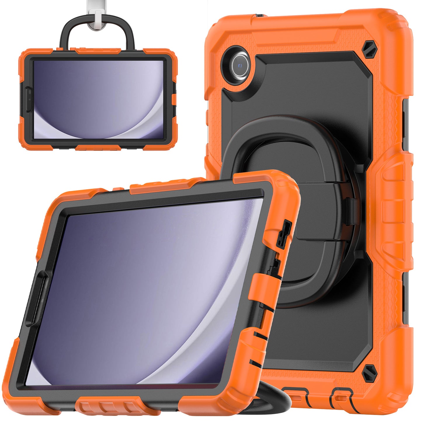 Applicable to Samsung Tab A9 silicone + PC protective case 8.7-inch rotating bracelet X115 multi-functional drop-resistant tablet case