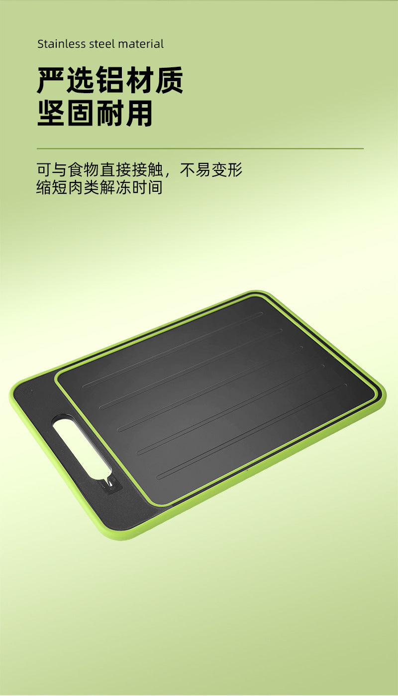 Stainless Steel Multifunctional Cutting Board with Knife Sharpener, Garlic Grinder, Meat Cutting Board, Aluminum Alloy Double-Sided Thawing Cutting Board