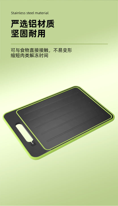 Stainless Steel Multifunctional Cutting Board with Knife Sharpener, Garlic Grinder, Meat Cutting Board, Aluminum Alloy Double-Sided Thawing Cutting Board