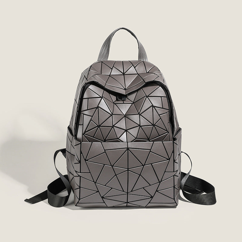 2026 Summer Japanese Geometric Diamond Backpack Women's Rhombus Backpack Fashionable School Bag Casual Travel Japanese Style