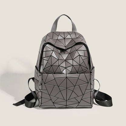 2026 Summer Japanese Geometric Diamond Backpack Women's Rhombus Backpack Fashionable School Bag Casual Travel Japanese Style