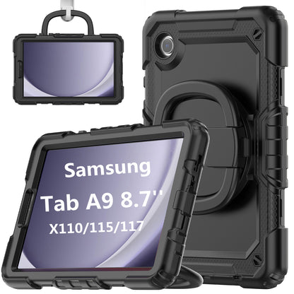 Applicable to Samsung Tab A9 silicone + PC protective case 8.7-inch rotating bracelet X115 multi-functional drop-resistant tablet case
