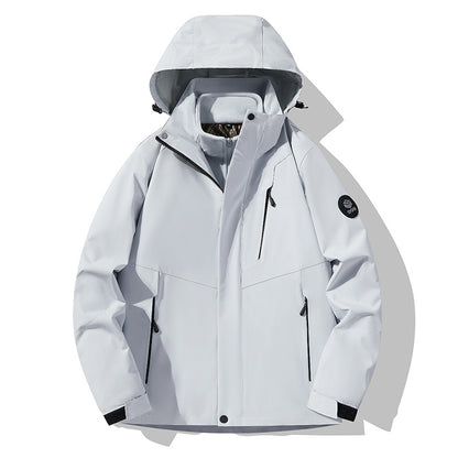 Three-In-One Detachable Autumn and Winter Jacket for Couples, Unisex Windproof and Waterproof Mountaineering Clothing with Fleece Lining