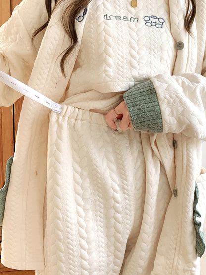 Lunar Clothing Spring and Autumn Air Cotton Postpartum Lactation Three-piece Set Pregnant Women's Pajamas Winter Wear in Delivery Room