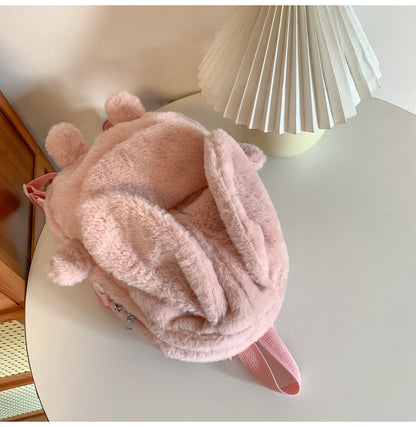 Korean Style Fashion College Style Student Backpack Women's 2026 Winter New Cute Plush Rabbit Backpack Crossbody Two