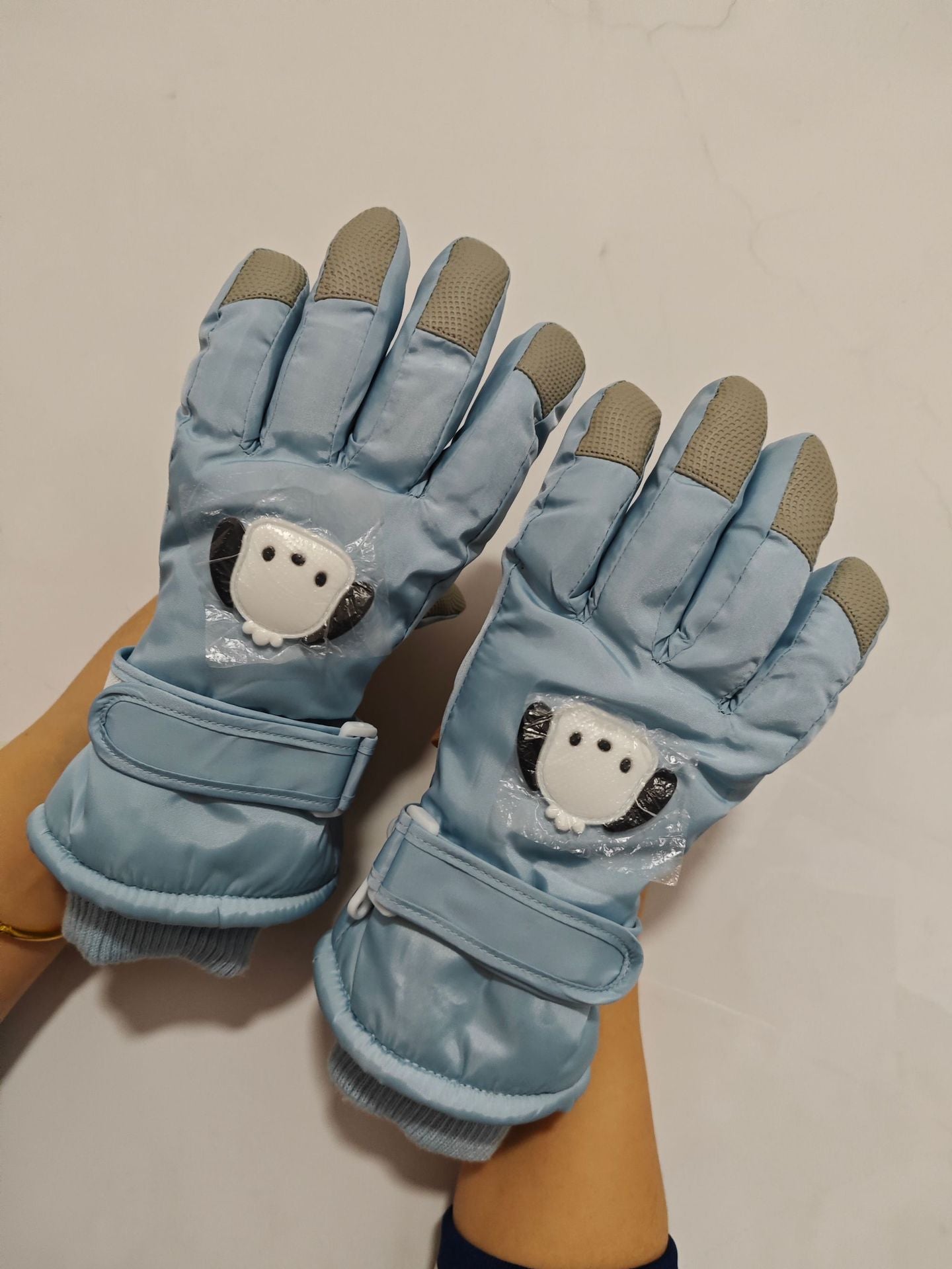 Winter fleece-lined Ski Gloves Cartoon Winter Puppy Thickened Cotton Outdoor Riding Waterproof Wind Warm Cute