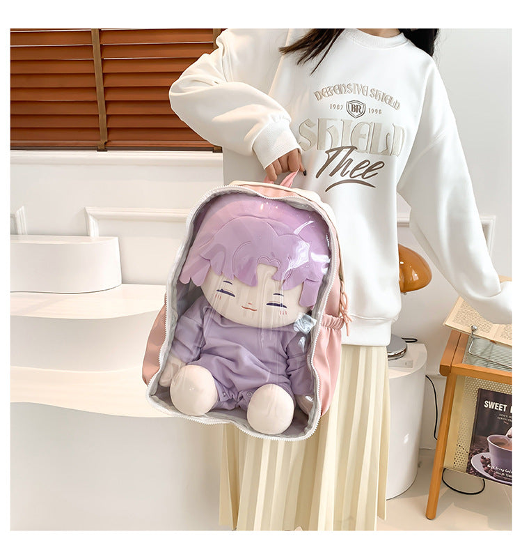 New Front Pieces Detachable Double Backache Bag Girl's Backpack Large Capacity Transparent Baby Bag Multifunctional Student Schoolbag
