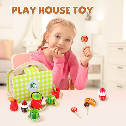Children Pretend Play Toys Wooden Simulation Role Play Game Ice Cream Afternoon Tea Dessert Set Montessori Educational Toys