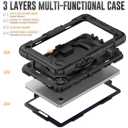 Applicable to Samsung Tab A9 silicone + PC protective case 8.7-inch rotating bracelet X115 multi-functional drop-resistant tablet case