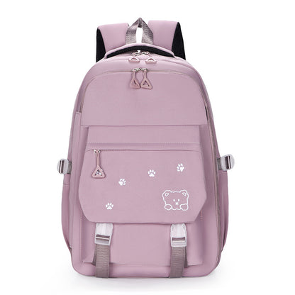 Bear Printed Backpack Senior high school College Student Schoolbag Korean Casual Campus Backpack Refrigerator Open Door Computer Bag