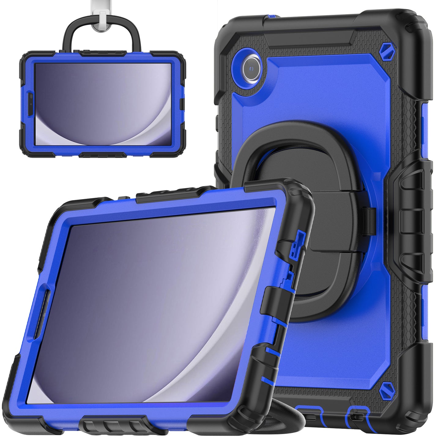Applicable to Samsung Tab A9 silicone + PC protective case 8.7-inch rotating bracelet X115 multi-functional drop-resistant tablet case