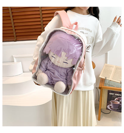 New Front Pieces Detachable Double Backache Bag Girl's Backpack Large Capacity Transparent Baby Bag Multifunctional Student Schoolbag