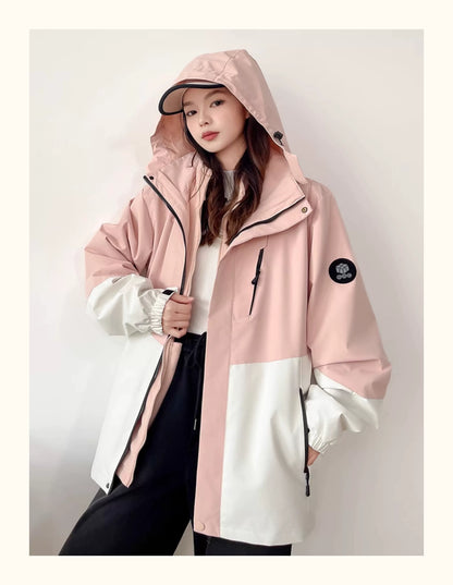 Three-In-One Detachable Autumn and Winter Jacket for Couples, Unisex Windproof and Waterproof Mountaineering Clothing with Fleece Lining