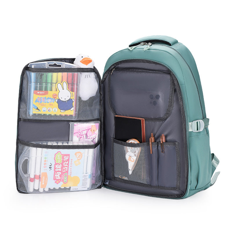 Bear Printed Backpack Senior high school College Student Schoolbag Korean Casual Campus Backpack Refrigerator Open Door Computer Bag