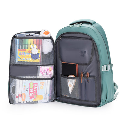 Bear Printed Backpack Senior high school College Student Schoolbag Korean Casual Campus Backpack Refrigerator Open Door Computer Bag