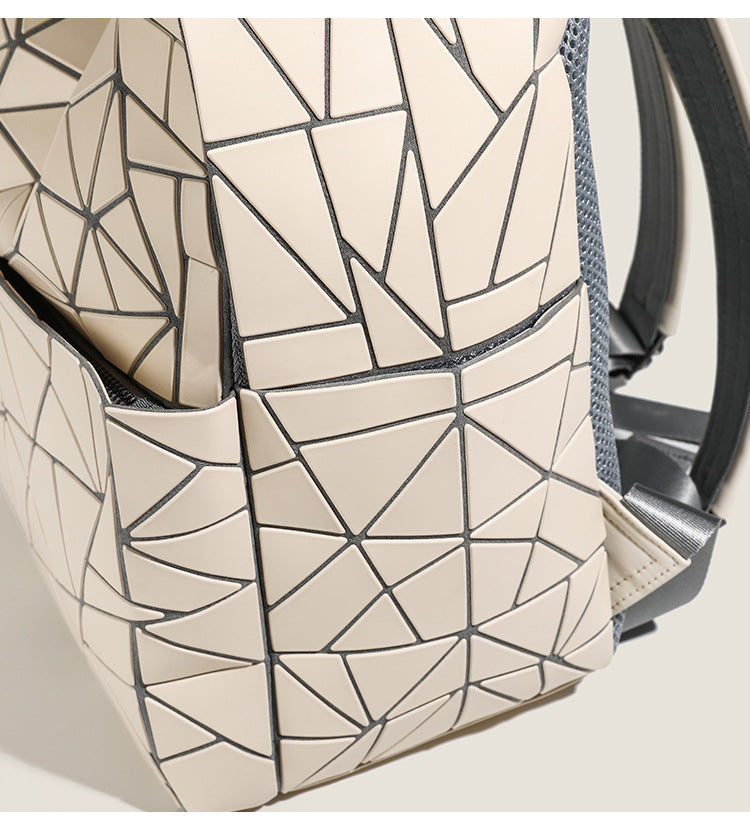 2026 Summer Japanese Geometric Diamond Backpack Women's Rhombus Backpack Fashionable School Bag Casual Travel Japanese Style