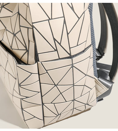 2026 Summer Japanese Geometric Diamond Backpack Women's Rhombus Backpack Fashionable School Bag Casual Travel Japanese Style