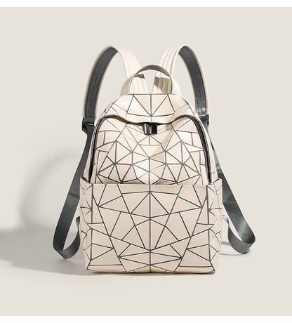 2026 Summer Japanese Geometric Diamond Backpack Women's Rhombus Backpack Fashionable School Bag Casual Travel Japanese Style