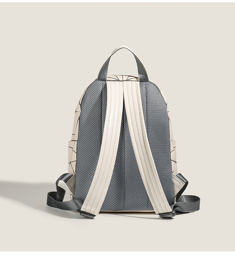 2026 Summer Japanese Geometric Diamond Backpack Women's Rhombus Backpack Fashionable School Bag Casual Travel Japanese Style