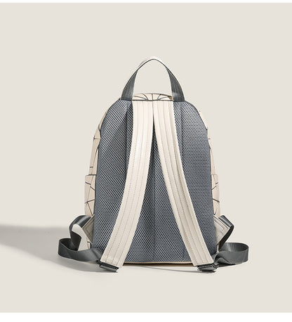 2026 Summer Japanese Geometric Diamond Backpack Women's Rhombus Backpack Fashionable School Bag Casual Travel Japanese Style