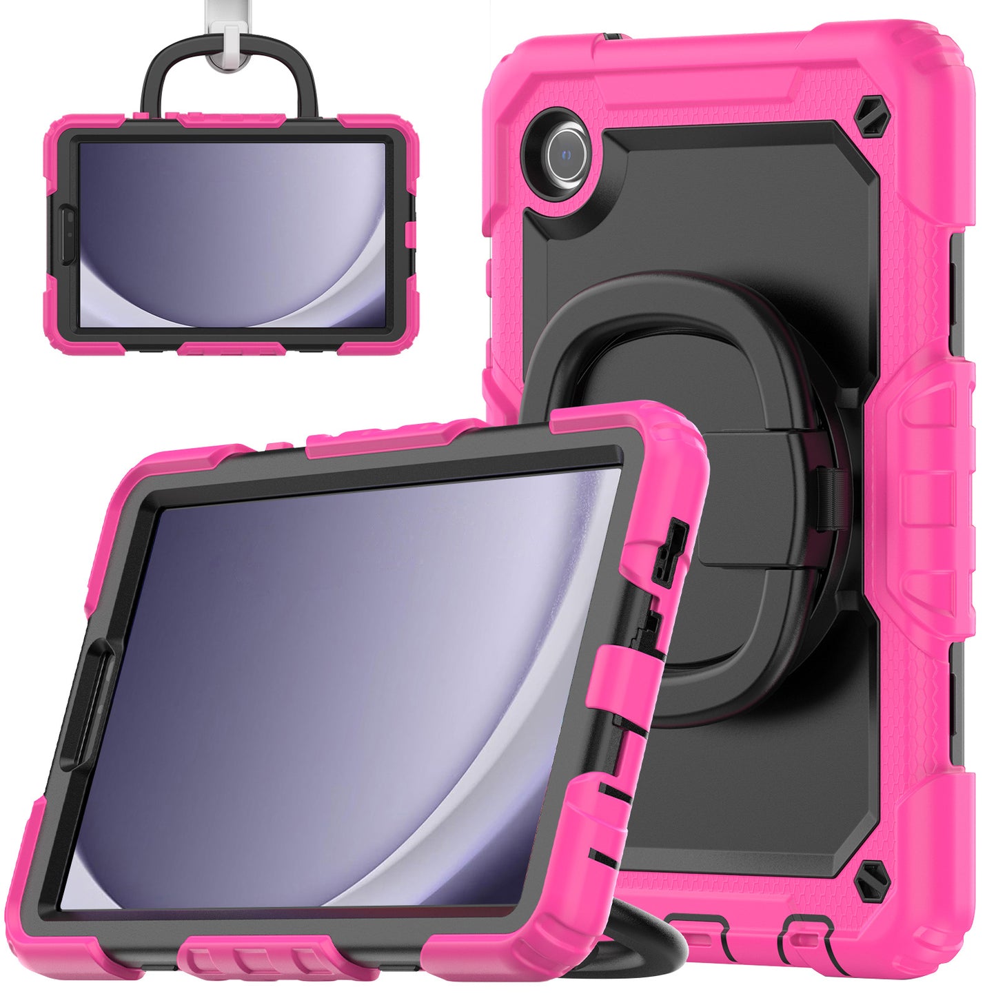 Applicable to Samsung Tab A9 silicone + PC protective case 8.7-inch rotating bracelet X115 multi-functional drop-resistant tablet case
