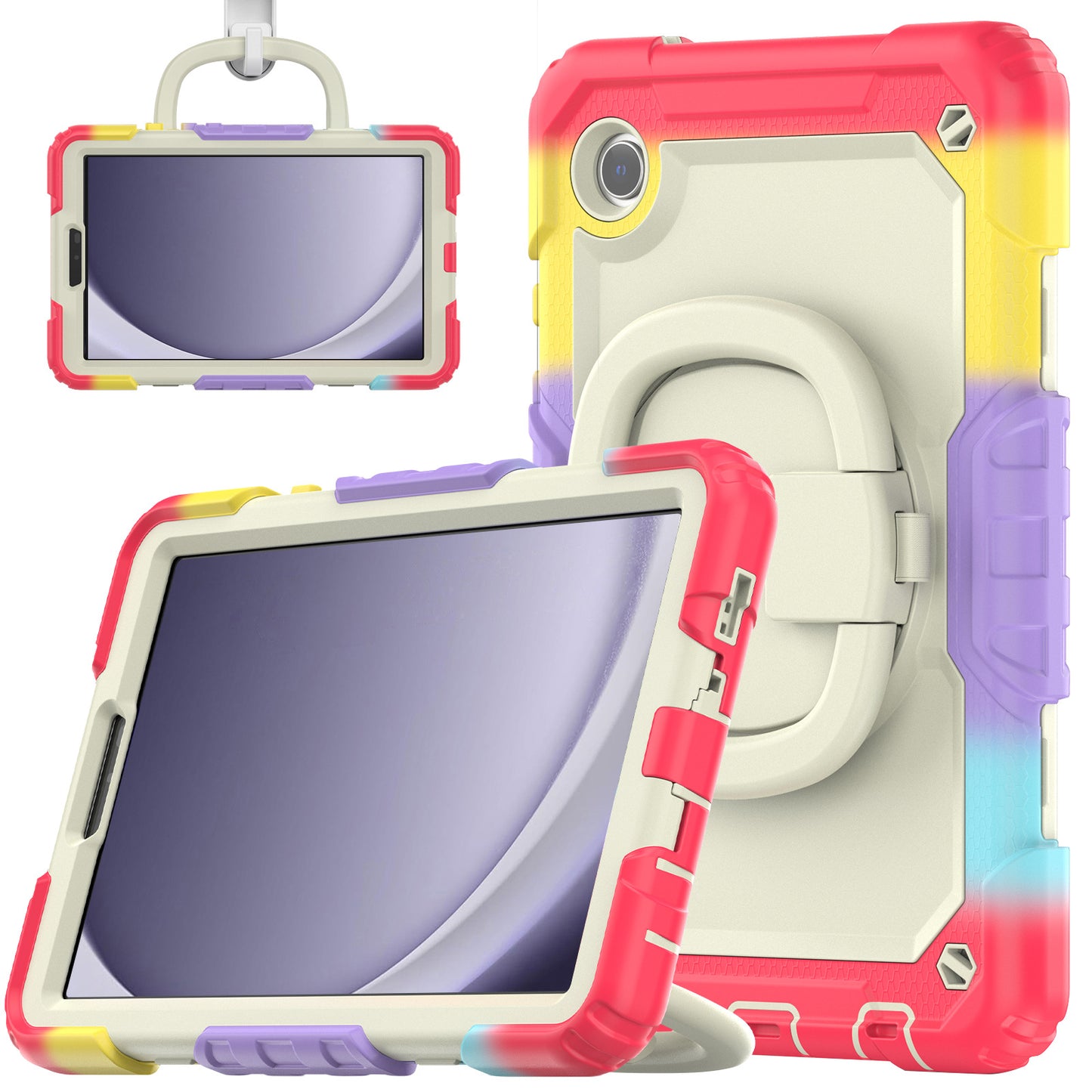 Applicable to Samsung Tab A9 silicone + PC protective case 8.7-inch rotating bracelet X115 multi-functional drop-resistant tablet case