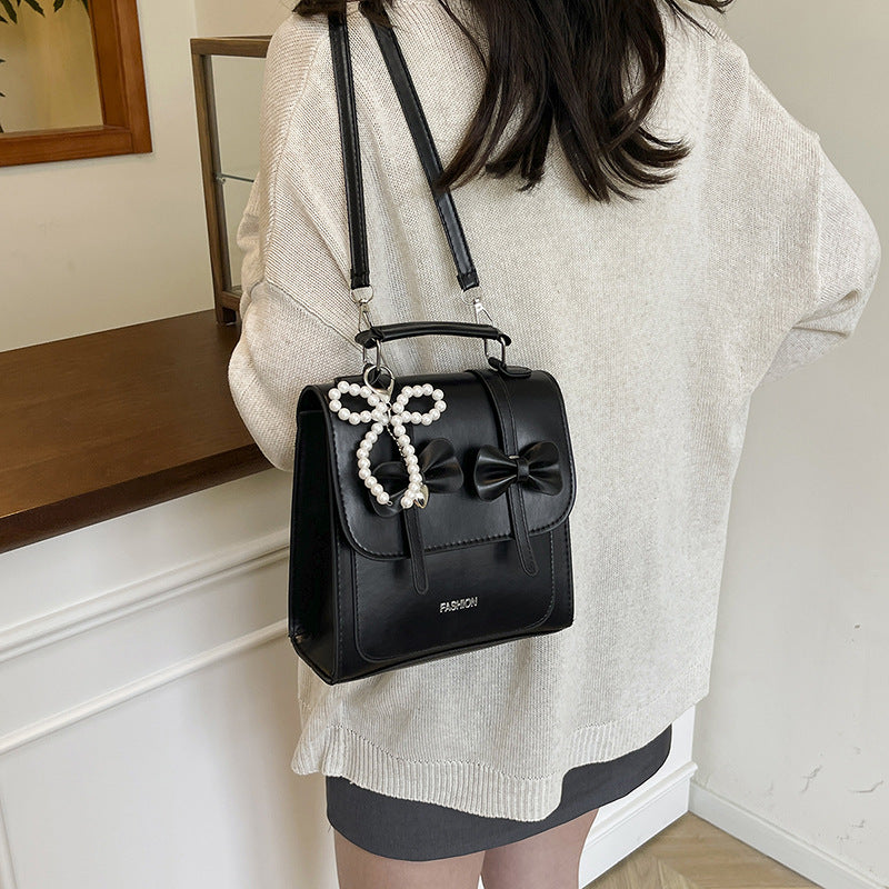 Sweet Style Small Square Handbag for Women, 2026 Summer New Model, Bowknot Shoulder Bag, Stylish Multifunctional Backpack
