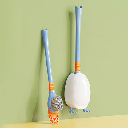 Dopamine Cartoon Duck Silicone Toilet Brush Household Cleaning Set with Base for Toilet Cleaning