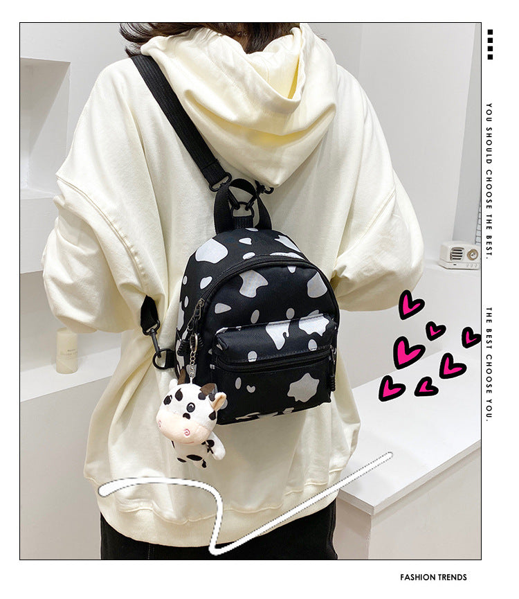 Bag Women's Bag 2026 new Backpack Dairy Cow Pattern Backpack Outdoor Travel Small Backpack Casual Backpack