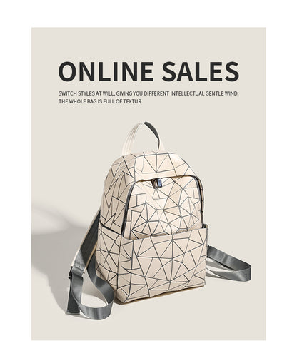 2026 Summer Japanese Geometric Diamond Backpack Women's Rhombus Backpack Fashionable School Bag Casual Travel Japanese Style