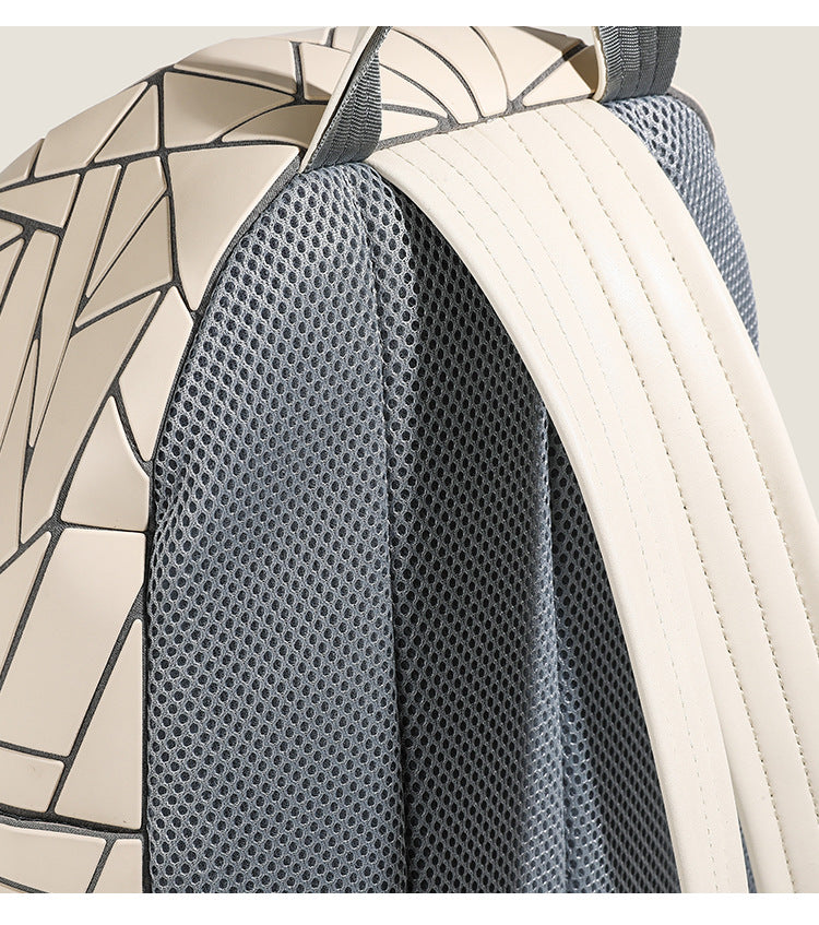 2026 Summer Japanese Geometric Diamond Backpack Women's Rhombus Backpack Fashionable School Bag Casual Travel Japanese Style