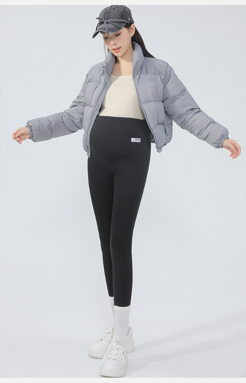 Maternity Leggings Autumn and Winter 2024 New Maternity Pants Winter Outer Wear Plus Cashmere Warm Cotton Pants