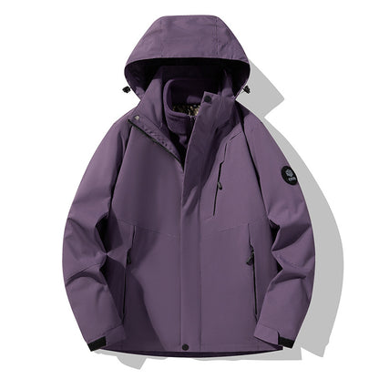 Three-In-One Detachable Autumn and Winter Jacket for Couples, Unisex Windproof and Waterproof Mountaineering Clothing with Fleece Lining