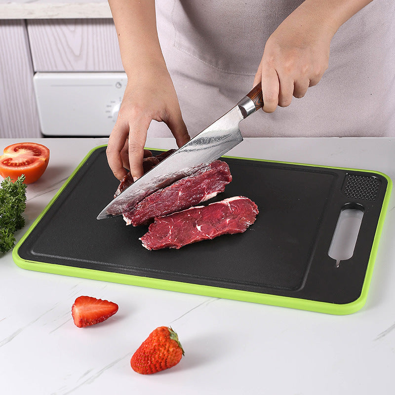 Stainless Steel Multifunctional Cutting Board with Knife Sharpener, Garlic Grinder, Meat Cutting Board, Aluminum Alloy Double-Sided Thawing Cutting Board