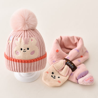 Children's Hat Boy's Winter Baby's Wool Hat Ear Protection Boy's Scarf suit Girl's Baby Toddler Autumn and Winter