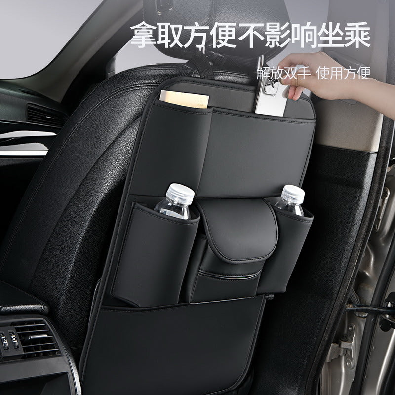 Car Seat Back Storage Bag Leather Tablet Holder Storage Box Dining Table Car Seat Back Hanging Bag
