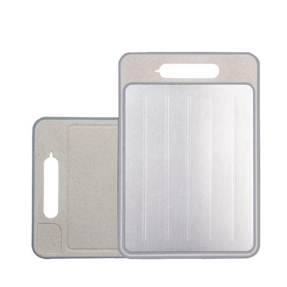 Stainless Steel Multifunctional Cutting Board with Knife Sharpener, Garlic Grinder, Meat Cutting Board, Aluminum Alloy Double-Sided Thawing Cutting Board